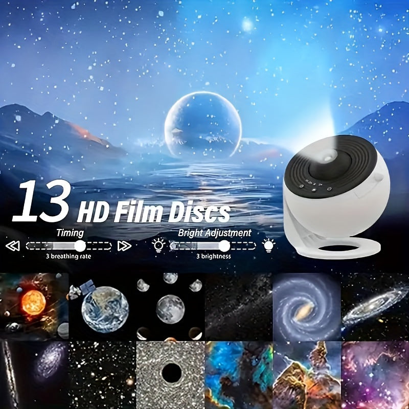 Indoor Rotating Galaxy Starry Sky Projection Light with 12 Films for Bedroom Atmosphere