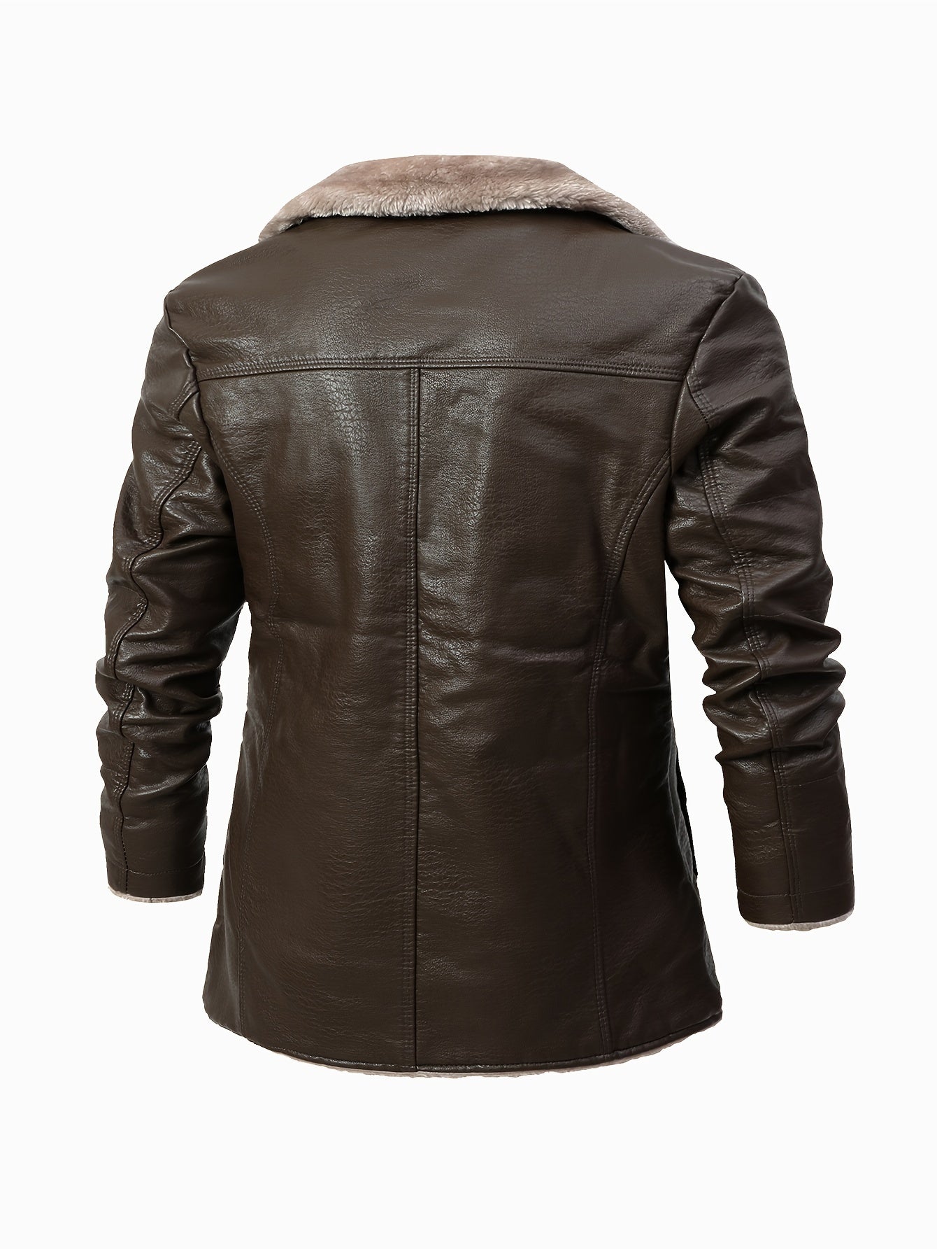 Men's Plus Size Faux Leather Jacket with Large Collar for Autumn Winter Business Wear