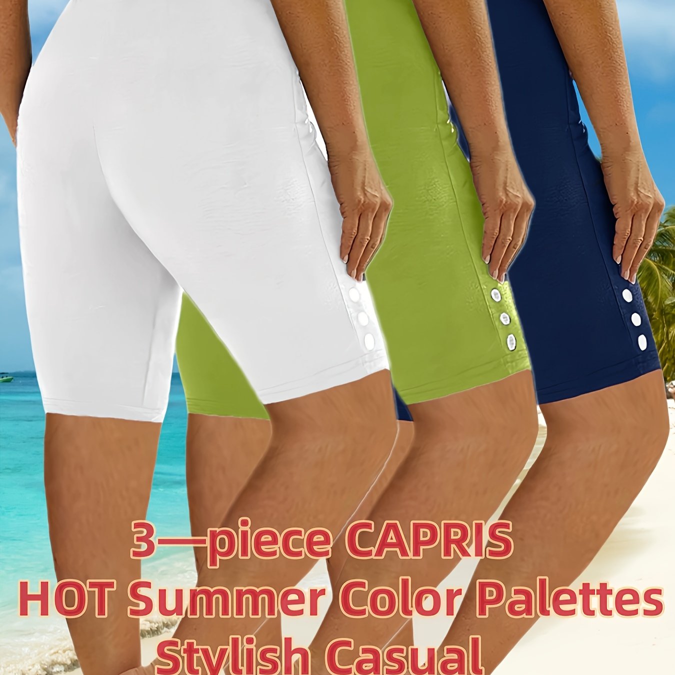 Plus Size Women’s High-Waisted Capris Breathable Summer Shorts