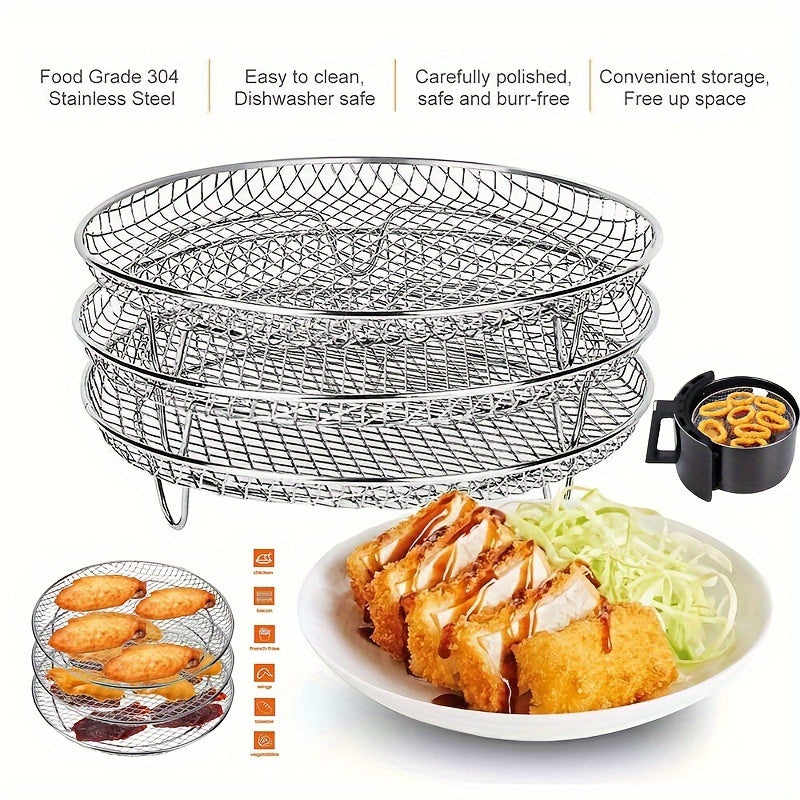 3-qavatli zanglamaydigan po'latdan yasalgan havo frayer qutilari, grill qilish, pishirish, ichki va tashqi foydalanish uchun