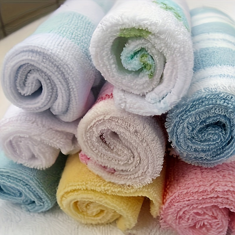 8-Pack Baby Soft Polycotton Knit Bath Towels Lightweight Infant Washcloths Mixed Color