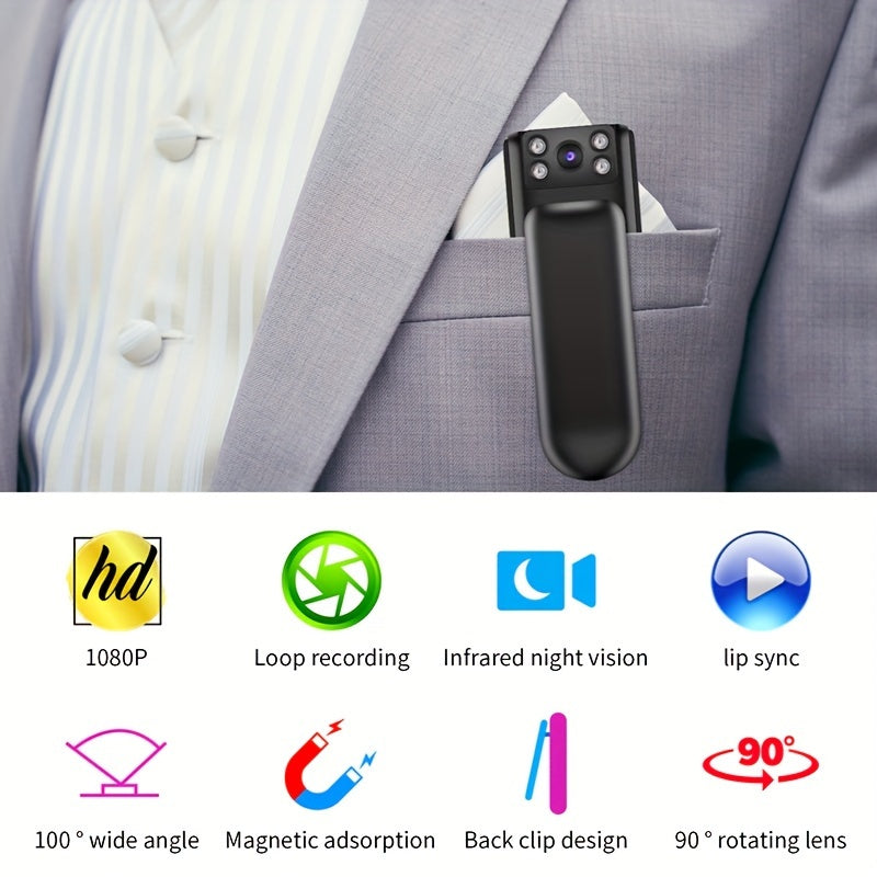 1080P Wearable Body Camera with Night Vision Voice Recorder Action Camera for Sports and Cycling