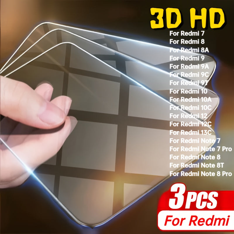 3-Pack Tempered Glass Screen Protectors for Redmi 7-13 and Note 7 Pro-13 Pro