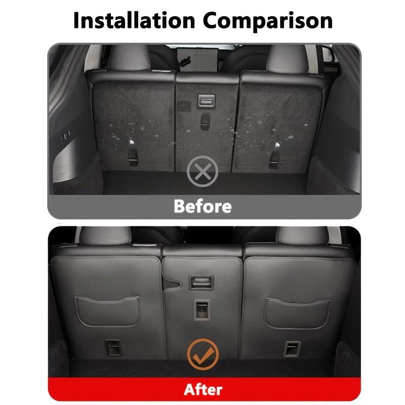 Rear Seat Back Protector Pad for Model Y PU Leather Backrest Cover Set