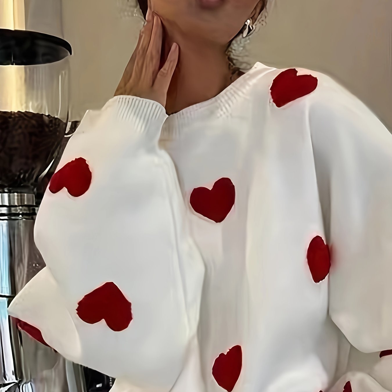 Women's Plus Size Knit Crew Neck Sweater Long Sleeve Pullover