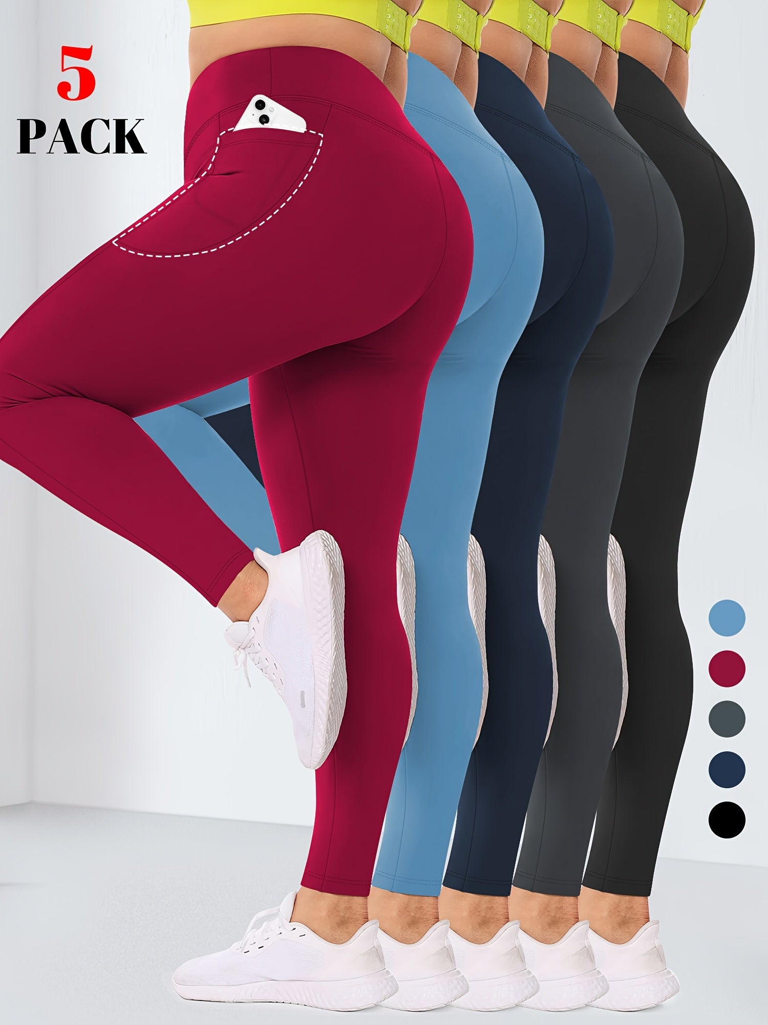 Plus Size High Waist Tummy Control Leggings with Pockets for Women