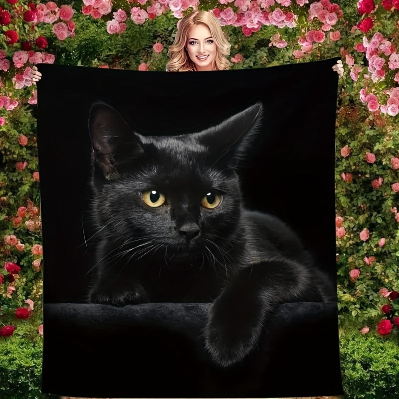 Manta de felpa para animales Black Cat para todas las estaciones, para cama, sofá y silla