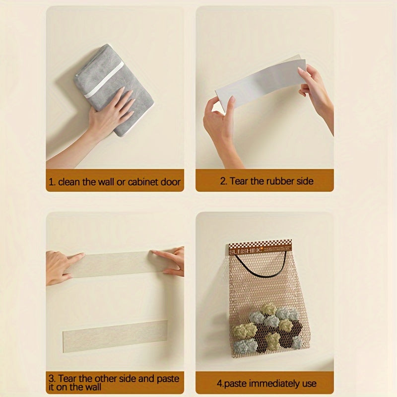 Large Capacity Wall-Mounted Mesh Bag for Kitchen Storage Reusable Hanging Organizer