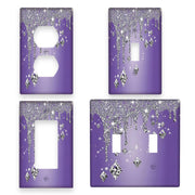 Purple Glitter Diamond Drip Light Switch Cover 1 or 2 Gang Ornate Design