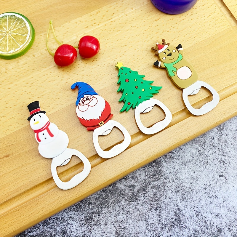 Christmas Bottle Opener with Magnet Santa Snowman Reindeer Holiday Kitchen Decor