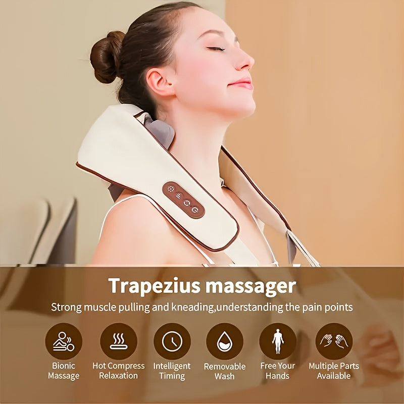 Heated Shoulder Neck Massager USB Rechargeable with Heating for Home Office Travel
