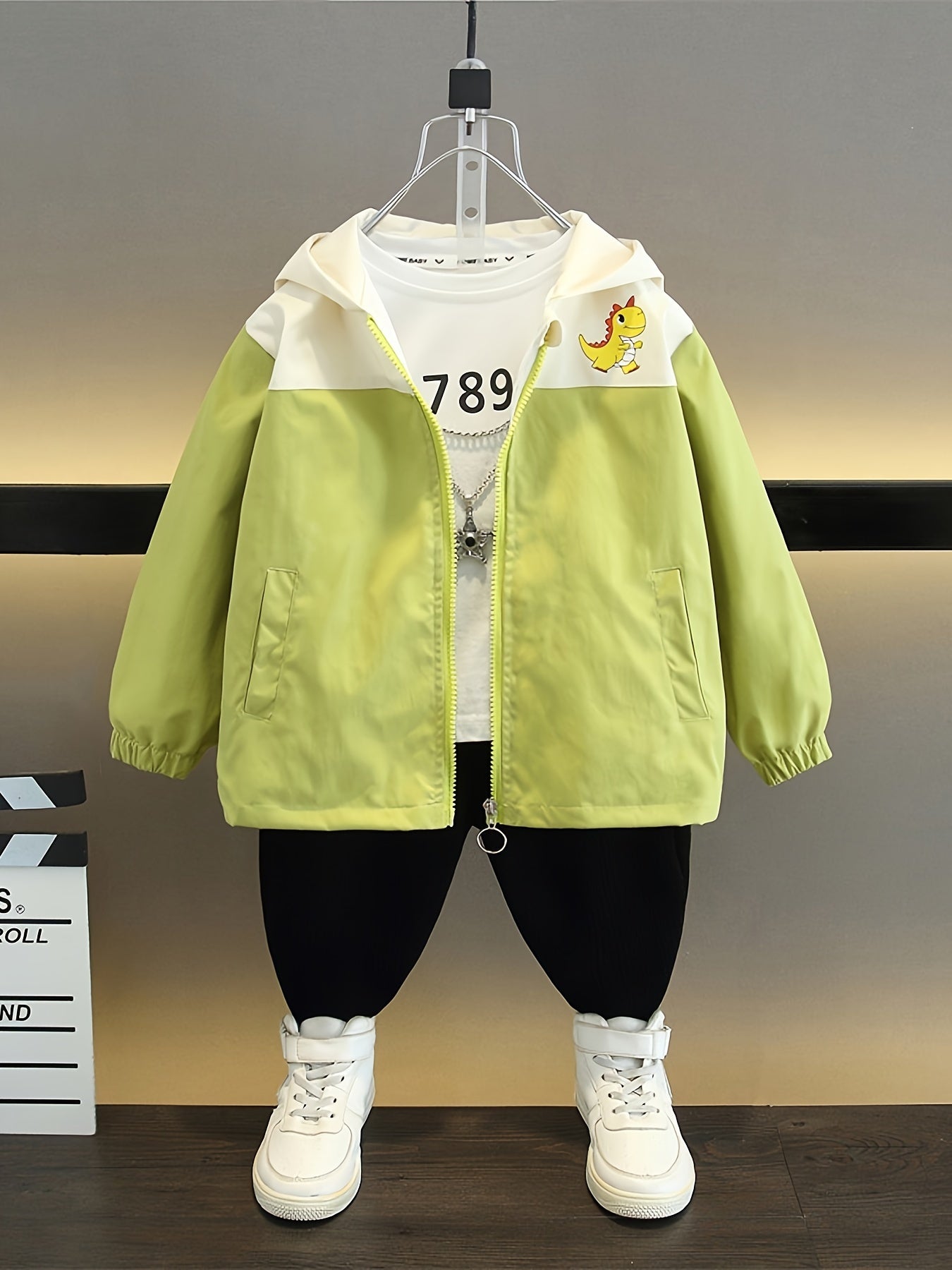 Boys' Dinosaur Hoodie Zip-Up Long Sleeve Casual Spring Fall Kids' Woven Polyester