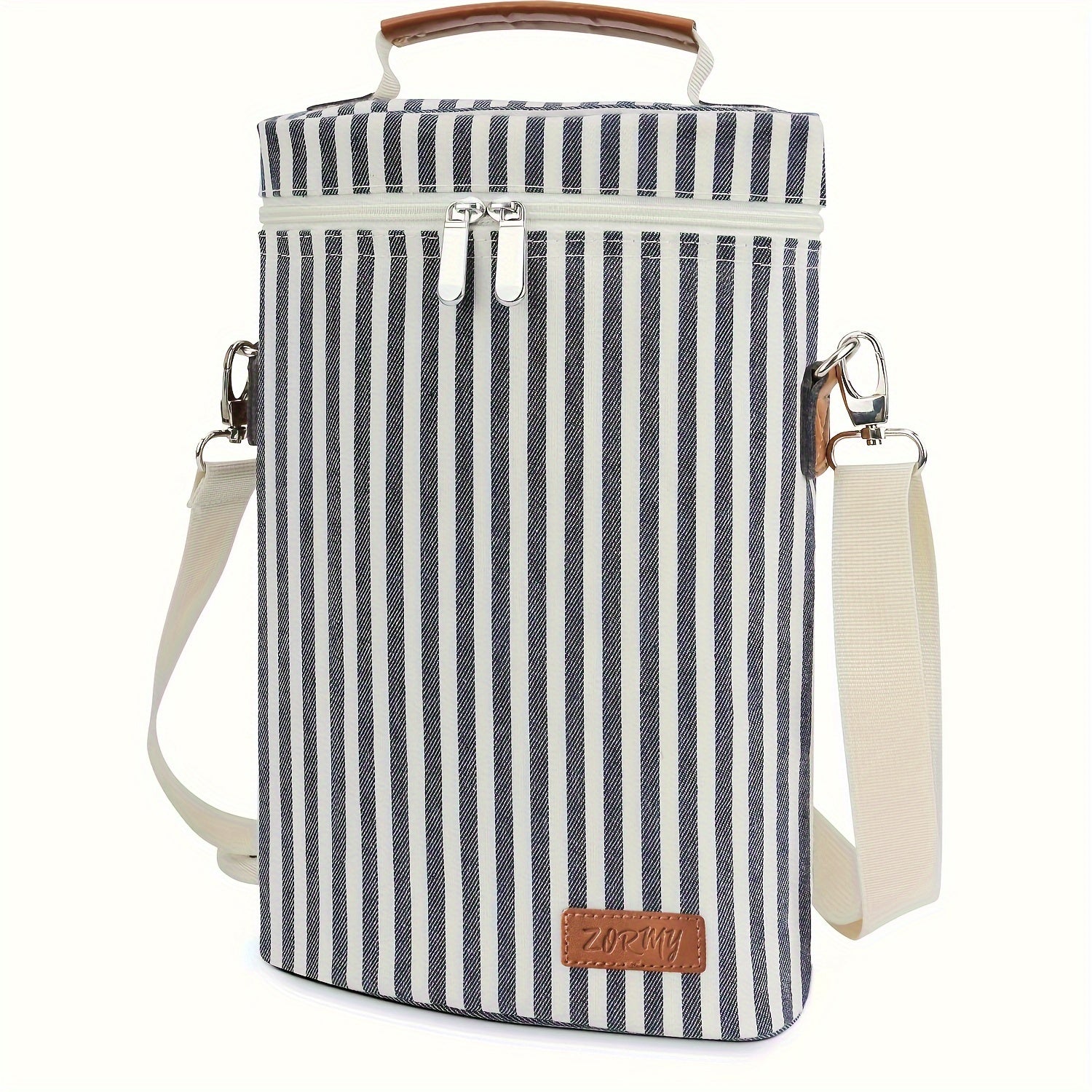 Insulated Wine Tote Bag with Shoulder Straps and Corkscrew for Picnics