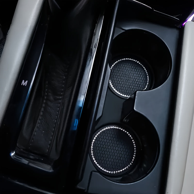 2pcs Car Water Cup Cushion Anti Slip Grid Beehive Cross Border Storage