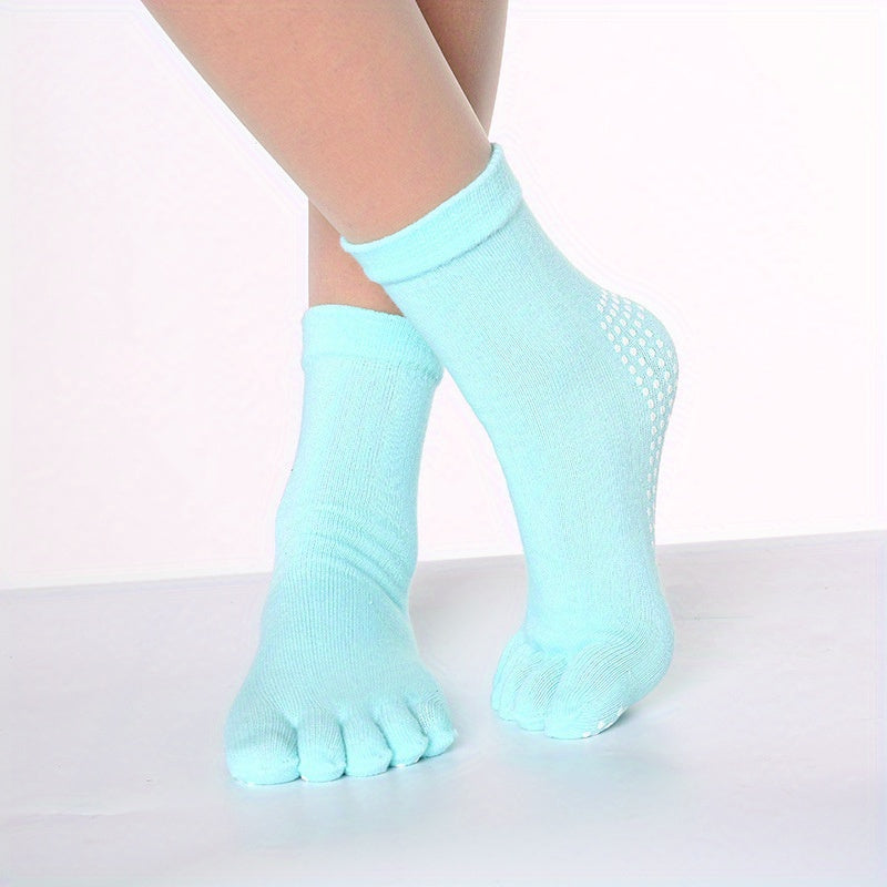 Women's Non-Slip Toe Socks for Yoga Running and Athletics Short Knit Cotton