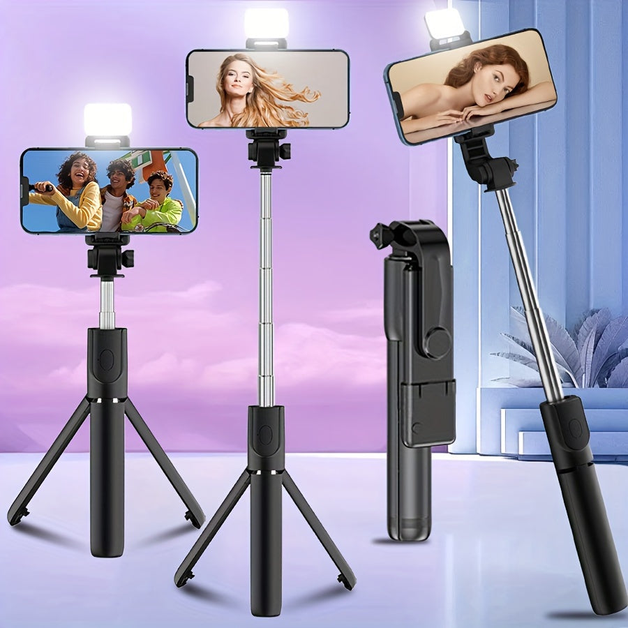 Wireless Selfie Stick Tripod with Fill Light Anti-Shake 360° Phone Holder