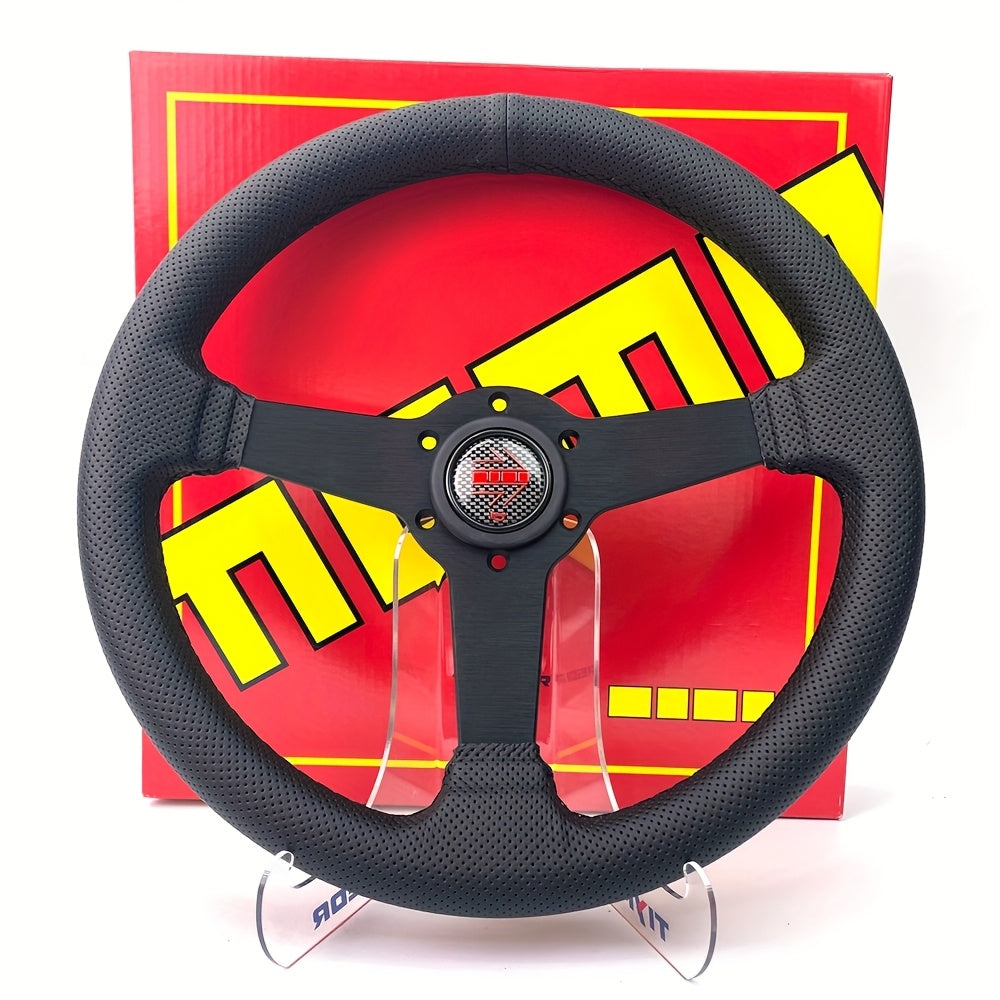Drift Steering Wheel Flat 33.02cm Racing Rally Style Perforated Leather