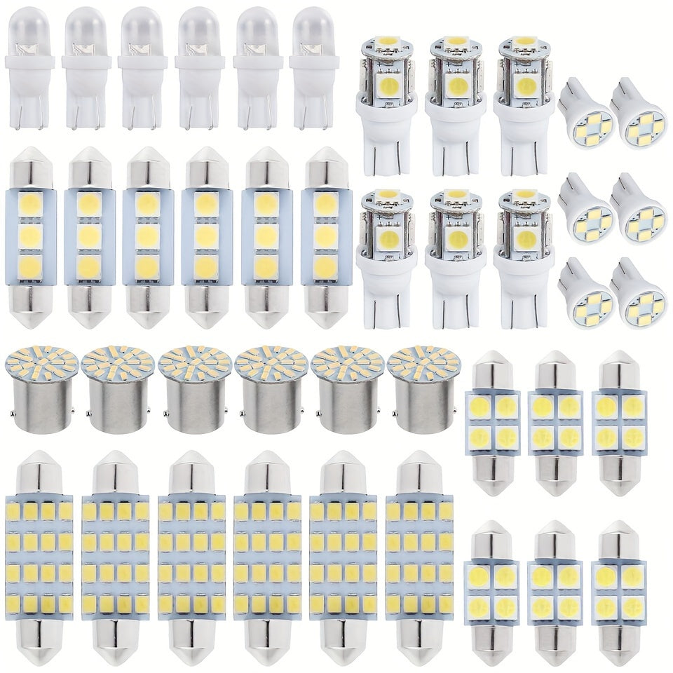 42Pcs Car Interior LED Light Kit White 12V Energy-Efficient Easy Install