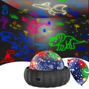 Night Light with Dinosaur and Moon Stars Galaxy Projection 360° Rotation Color Changing for Kids Bedroom
