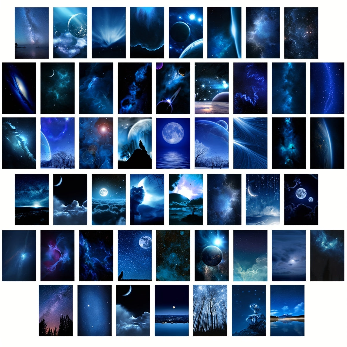 50-Piece Galaxy Starry Sky Wall Art Kit Night Poster Set for Bedroom Living Room