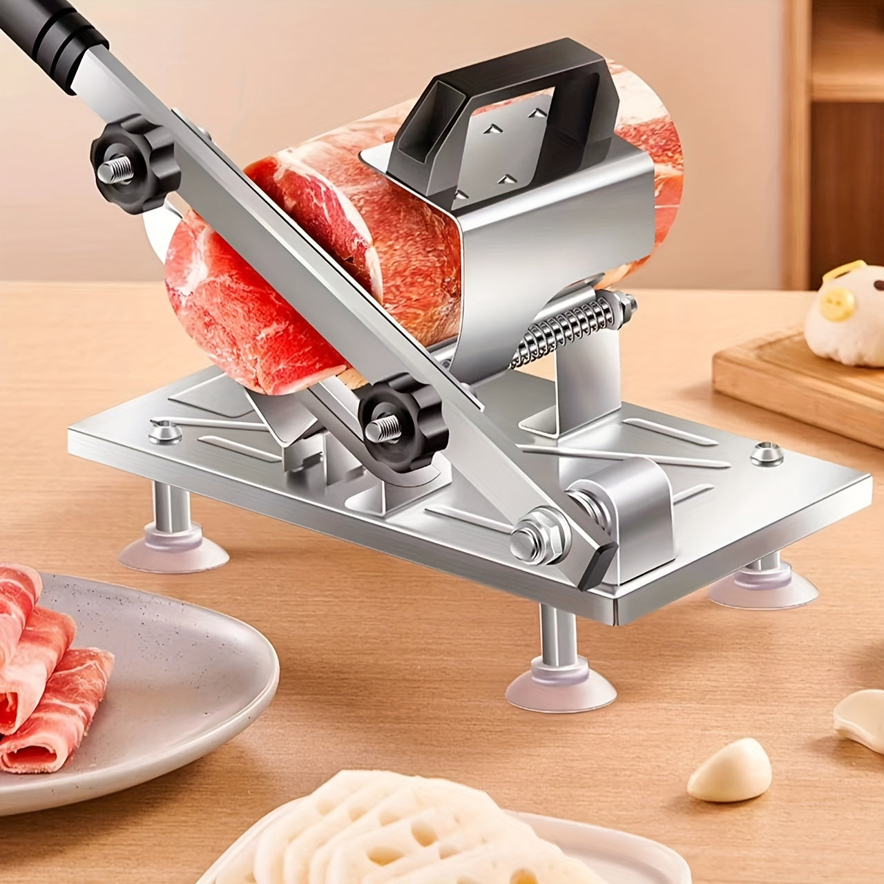 Stainless Steel Manual Meat and Vegetable Slicer for Precise Cutting Kitchen Tool