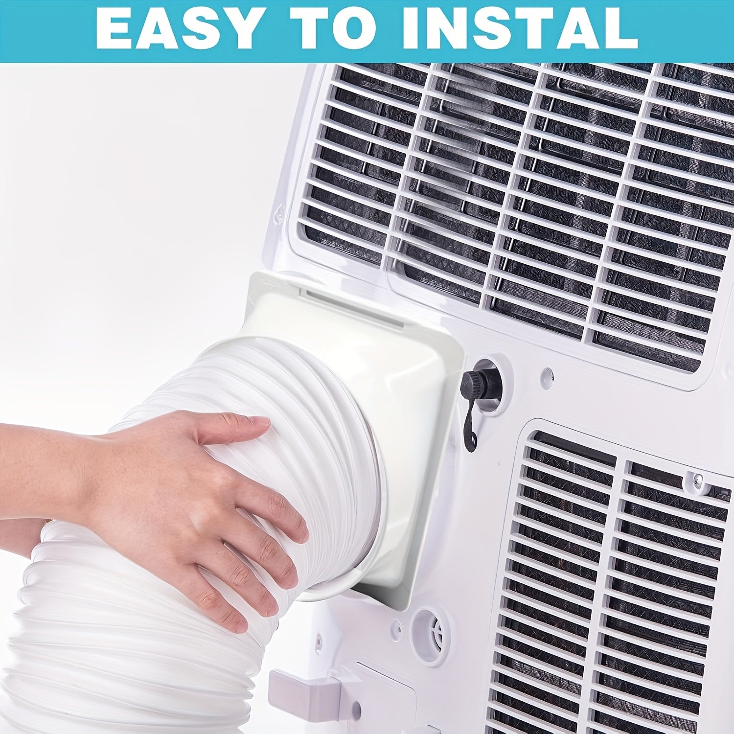 White Portable AC Exhaust Hose Coupler with Green Leaf Design Flexible Connector