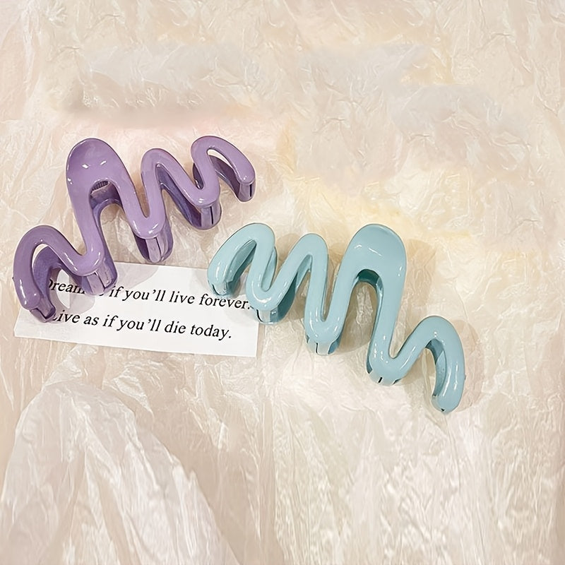Wave-Shaped Resin Hair Claw Clips for Ladies and Girls Daily Use and Gifts