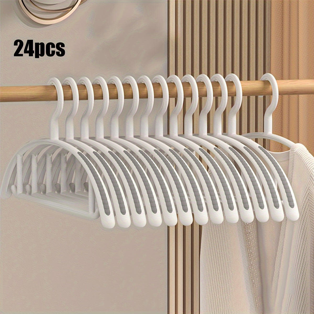 24-Pack White Plastic Clothes Hangers Non-Slip Wide Shoulder Space-Saving Heavy-Duty