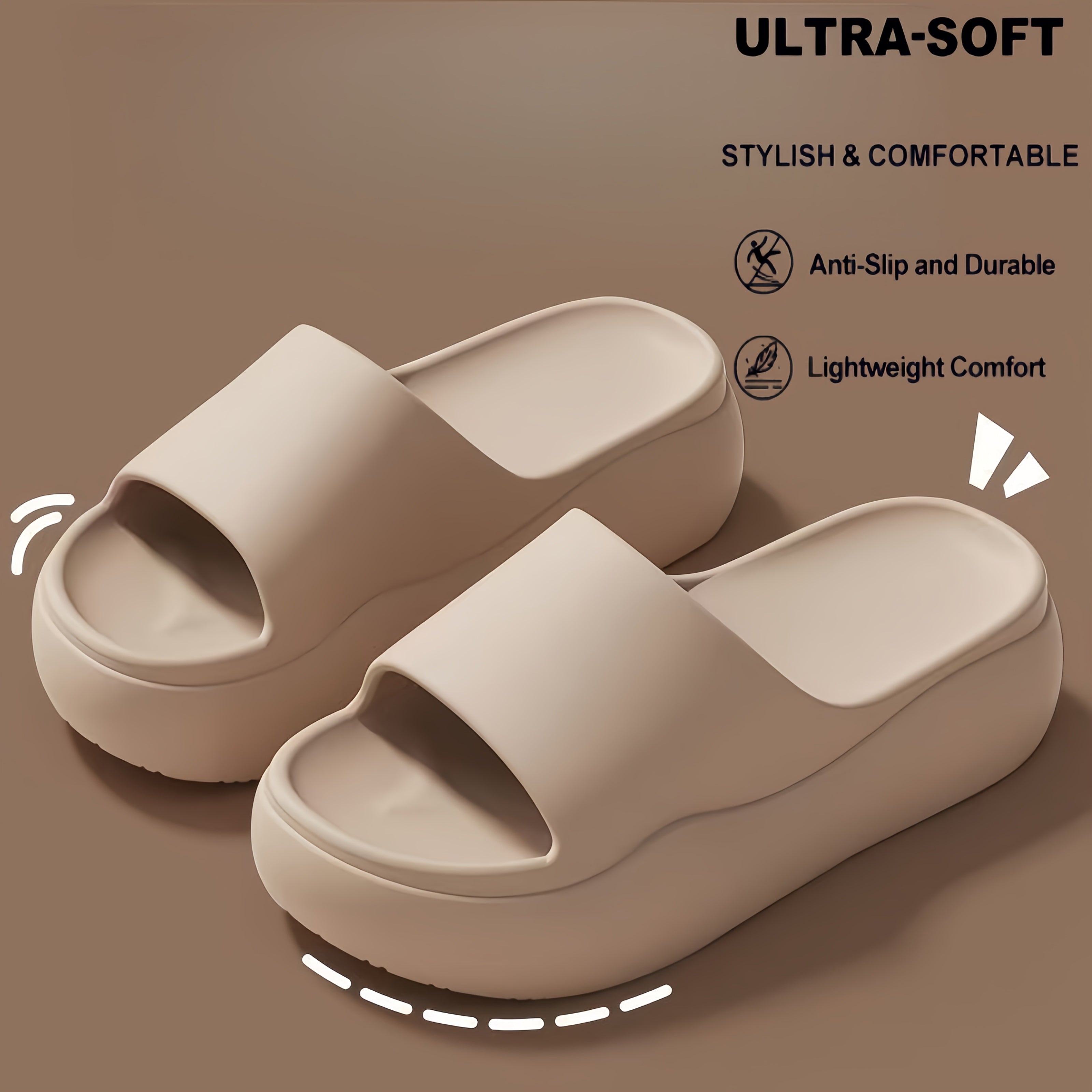 Women's EVA Slip-On Slippers with Thick Cushioned Soft Sole Indoor Outdoor White Pink