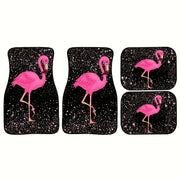 Car Floor Mat Set for Men Women Polyester Flamingo Design Durable Protector