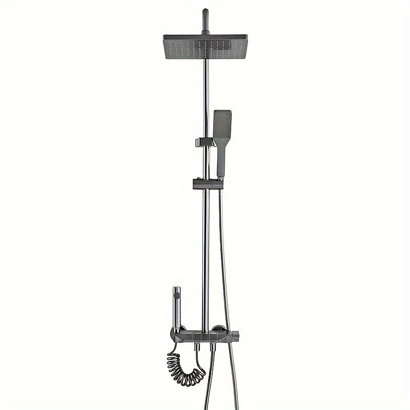Aluminum 4-Way Shower System with Thermostatic Mixer Rainfall Handheld Bidet Tub Outlet