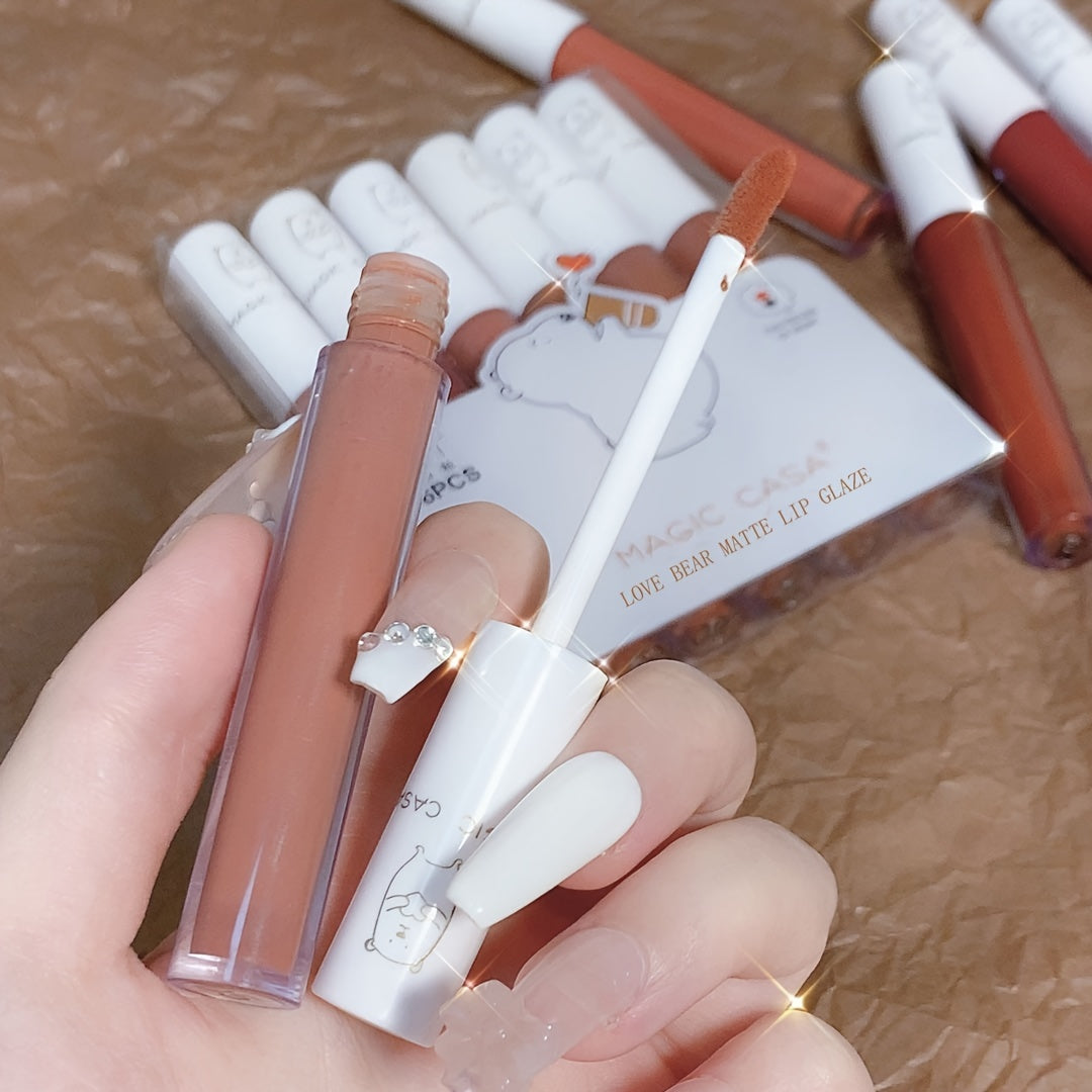 Set of 6 Matte Velvet Lipstick Lip Glosses Long Lasting Clay Texture for Adults