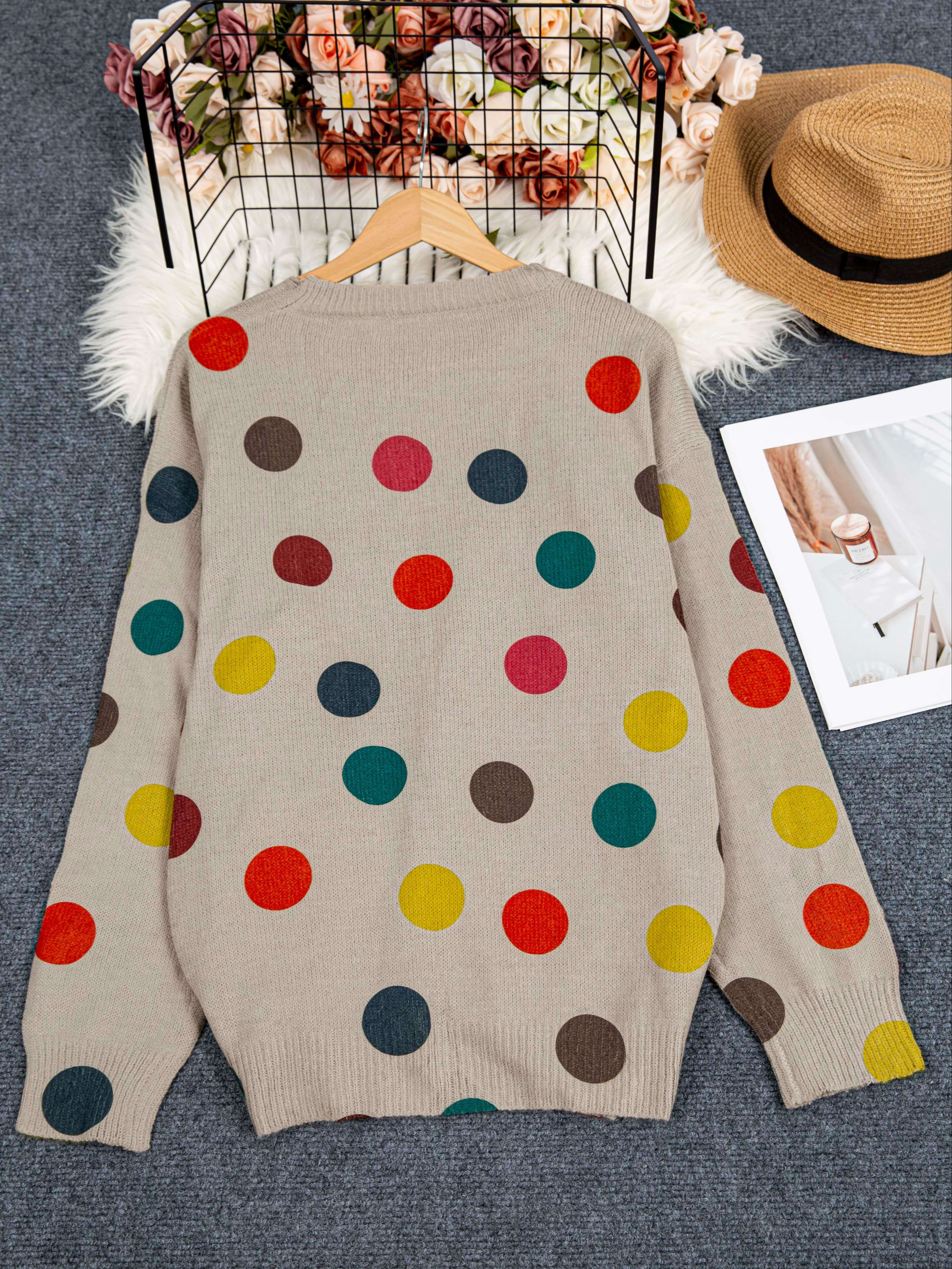 Ayollar uchun katta o'lchamli kruj neck pullover sviter rang blokli to'qilgan polyester