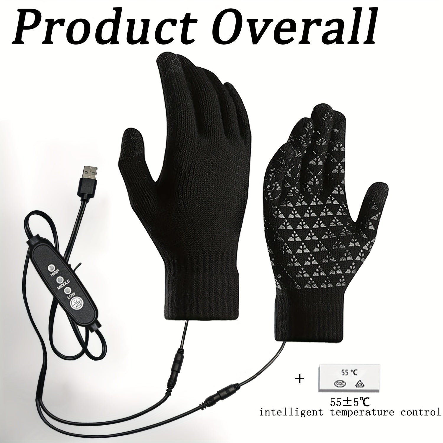Electric Gloves with Intelligent Temperature Control Three-Speed Adjustment USB Powered Winter Warm Gloves