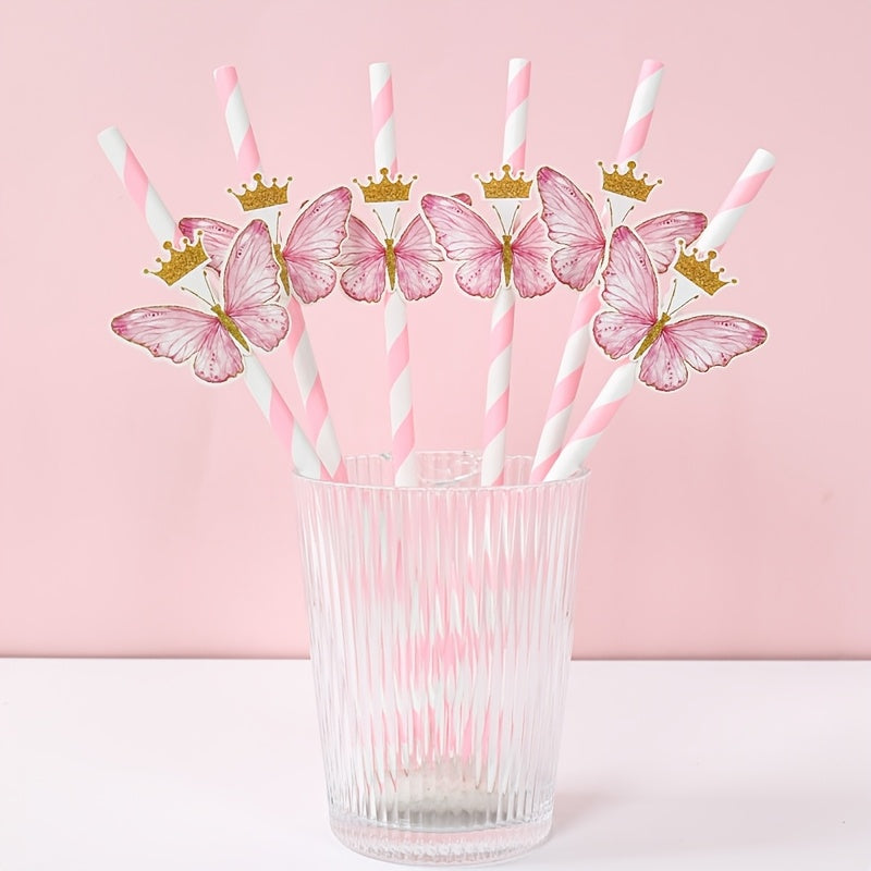 Sorbetes de papel mariposa rosa para fiestas infantiles y celebraciones, paquete de 20