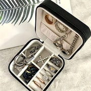 Women's Faux Leather Jewelry Organizer Travel Case with Multiple Compartments Black and Pink