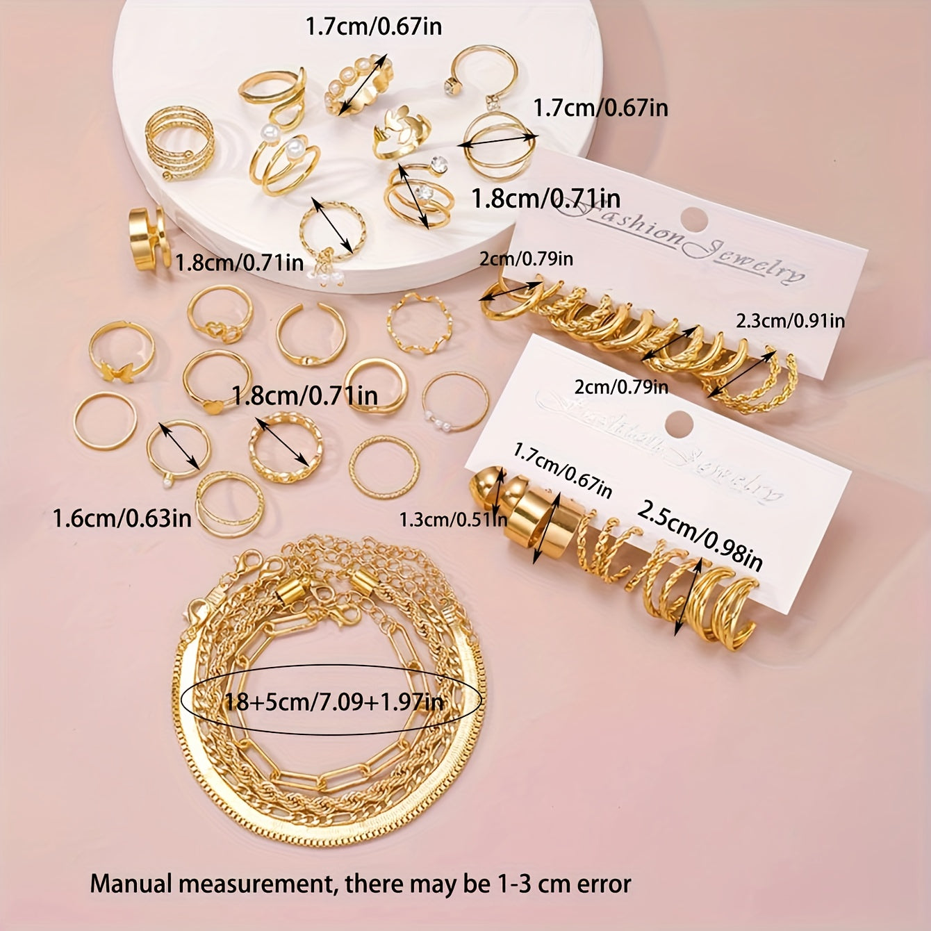 Vintage Boho Jewelry Set 54 Pieces Alloy Necklaces Bracelets Earrings Rings Anklets for Women