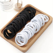 Black Hair Bands for Women and Girls Set of 50/100 High Elastic Rubber Ponytail Holders
