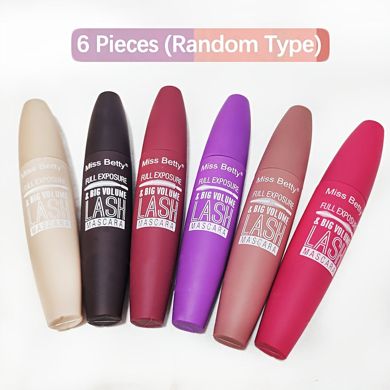 6-Pack Waterproof Long-Lasting Mascara for Big Volume and Natural Look Black Smudge-Proof Thickening Plant-Based Squalane