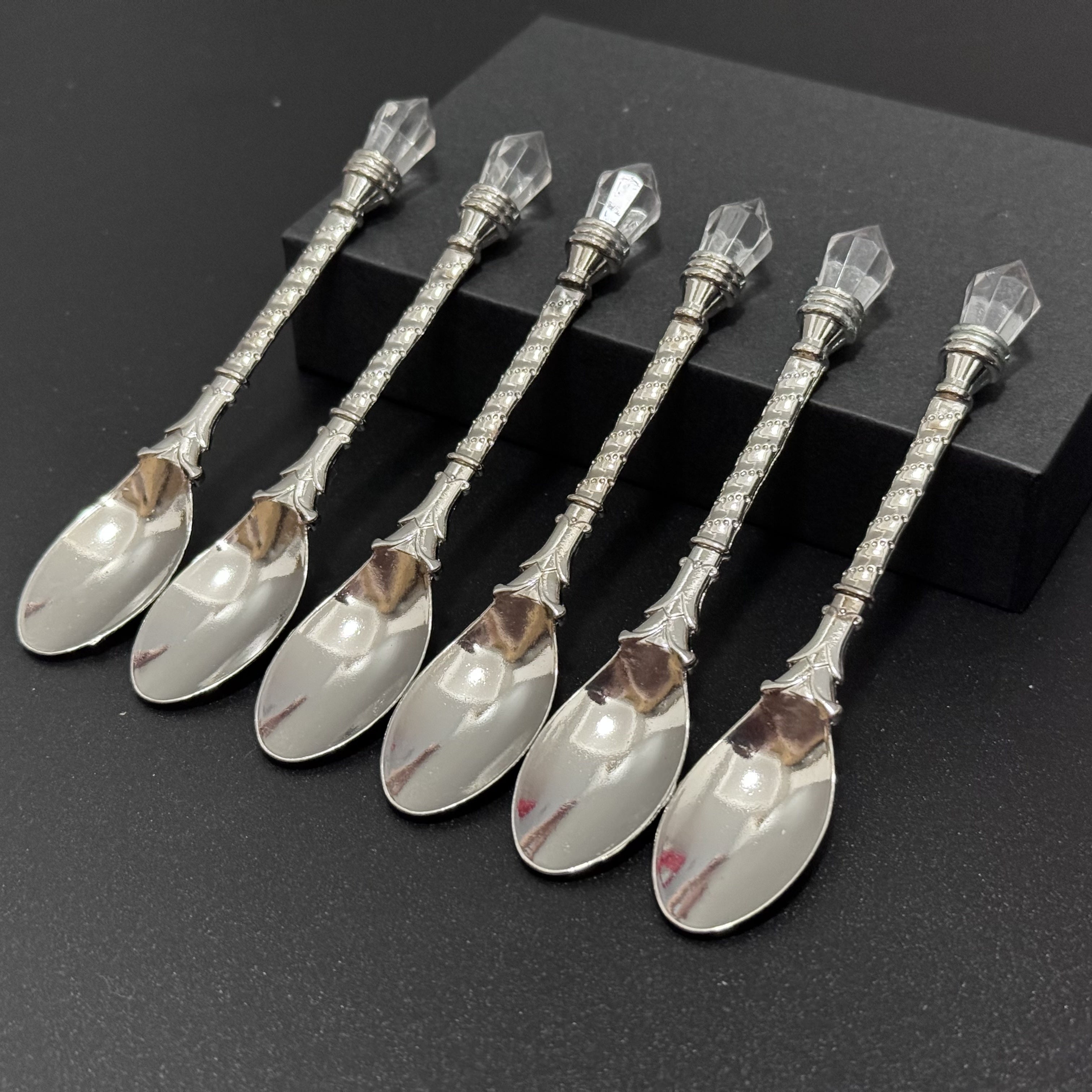 Gold-Plated Coffee Spoon with Crystal Handle for Holiday Celebrations