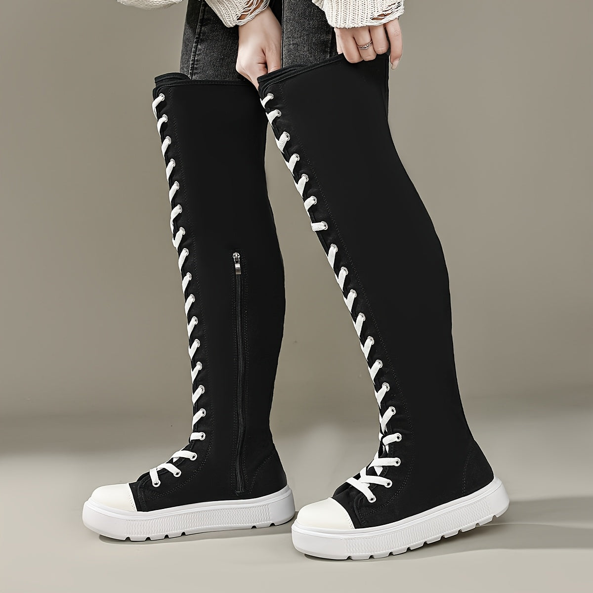 Women's Over-the-Knee Boots Breathable Casual With Thick Sole