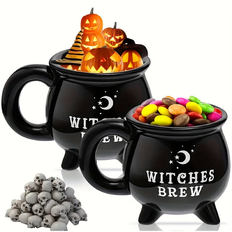 Large Halloween Ceramic Soup Pot with Lid for Candy and Cookies
