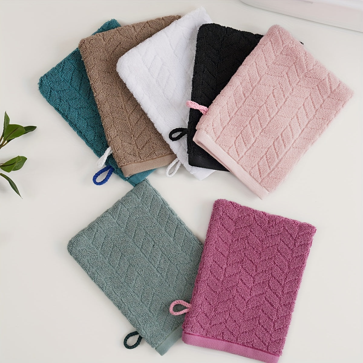 Cotton Bath Gloves for Makeup Removal Geometric Pattern in Pink Green Black White Teal Blue