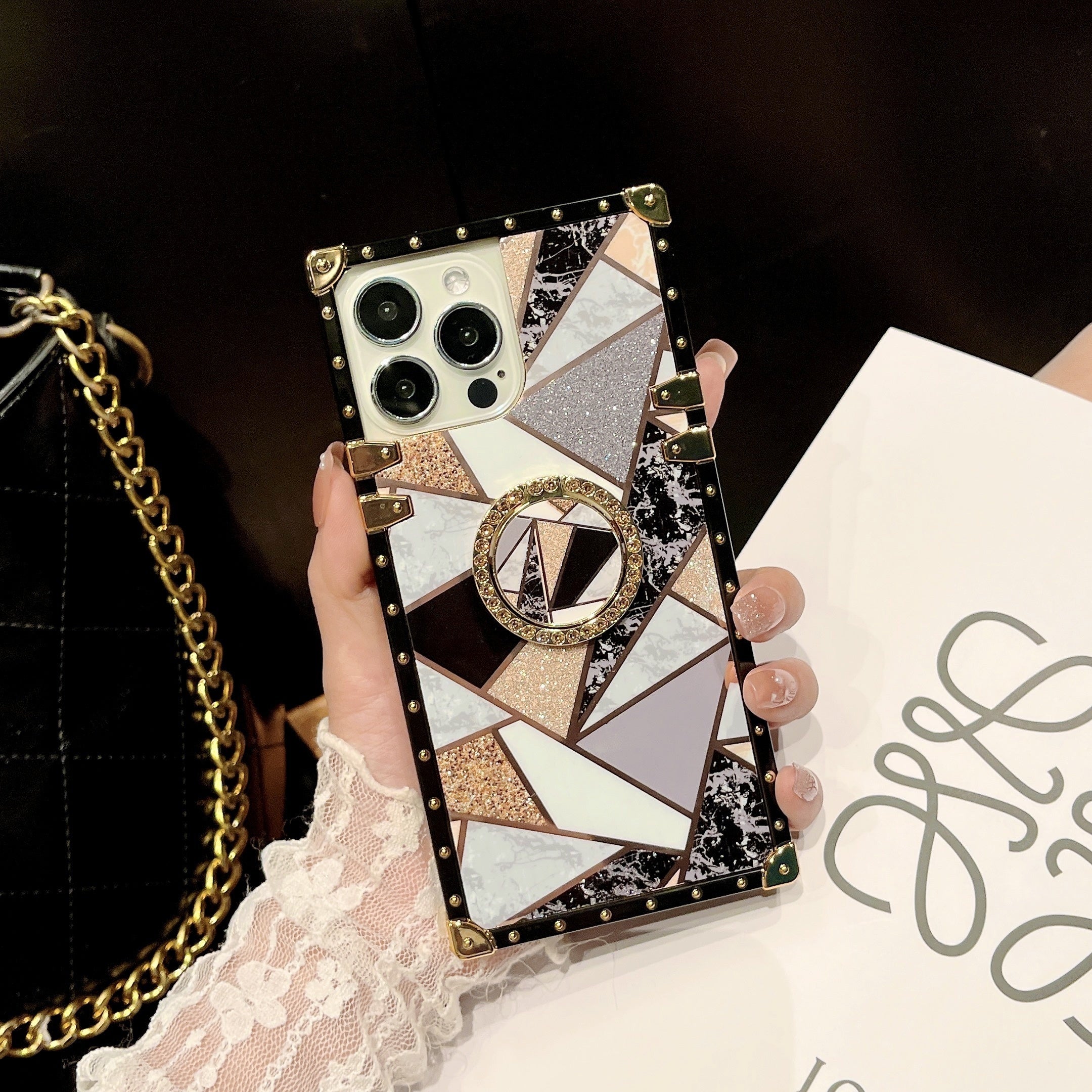 iPhone Case TPU Reinforced Corners Ring Holder Stand Compatible with 11-15 Models