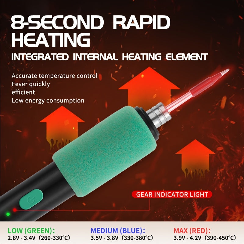 Регулируемый мини-паяльник с USB-аккумулятором и 3 насадками