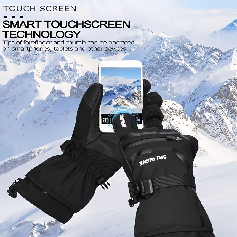 Men and Women Waterproof Touchscreen Ski Gloves with Knit Fabric