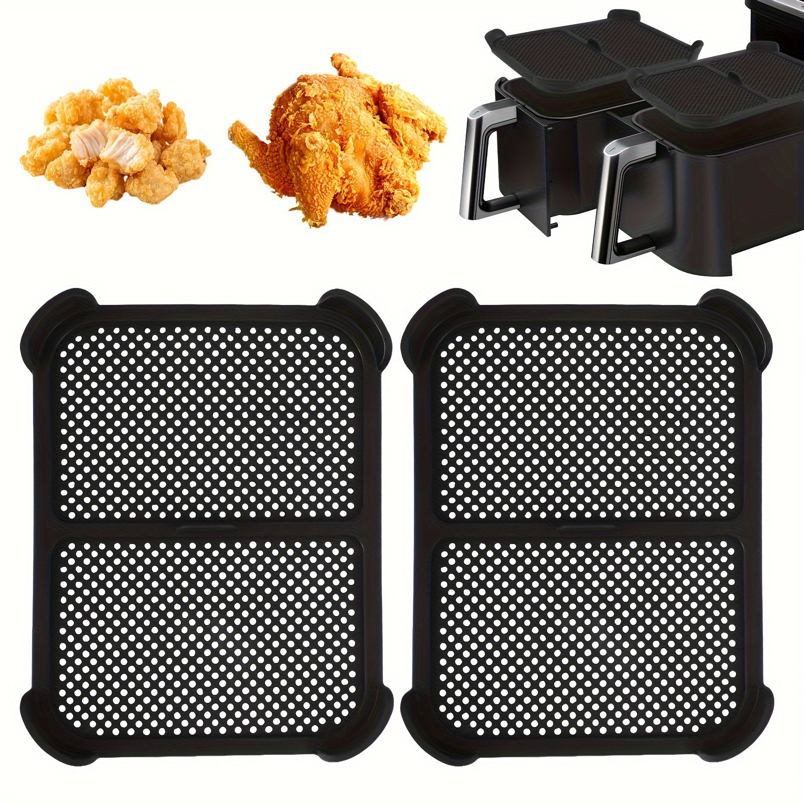 Silicone bilan qoplangan zanglamaydigan po'latdan yasalgan splash guardlar, havo frayer uchun, 2 ta paket, AF400EU AF451EU DZ401 bilan mos keladi