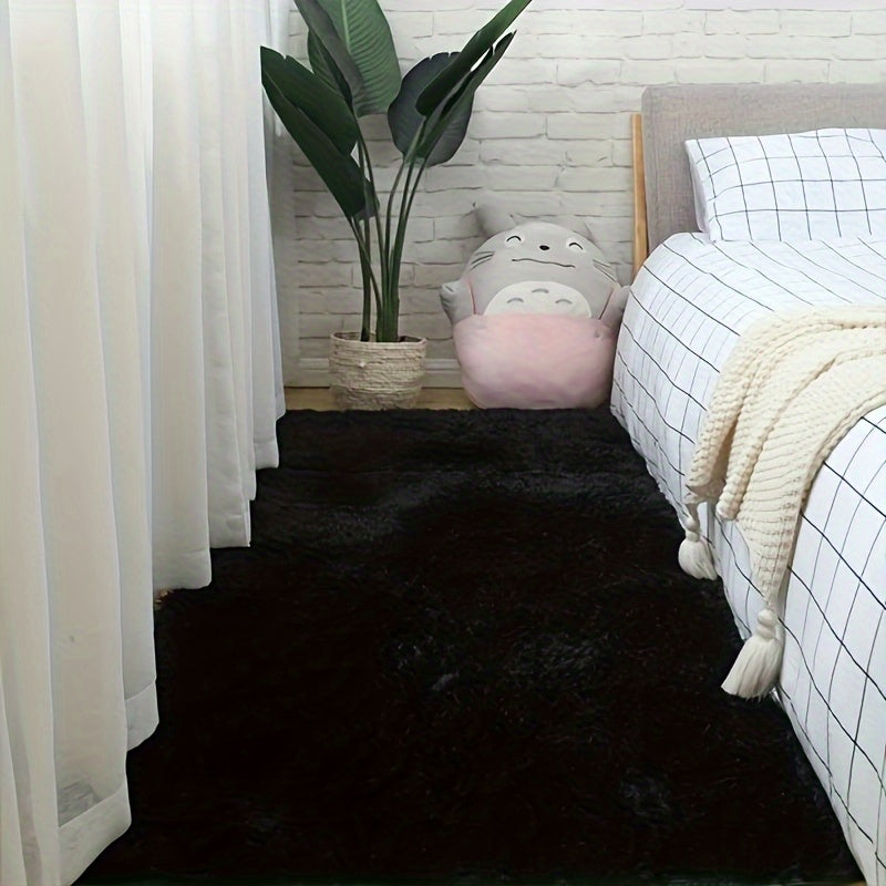 Yashash xonasi, yotoqxona, yotoqxona, dormitoriya uchun qora shag soha gilam, sirpanchiq bo'lmagan, yumshoq, yuviladigan