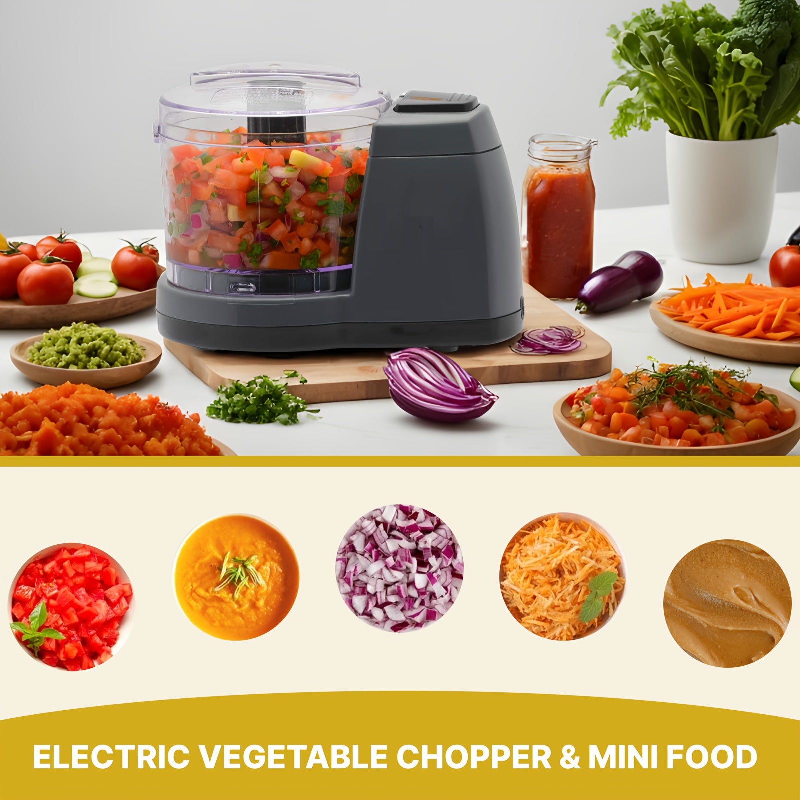 2-кубковый электрический овощерезка с европейской вилкой, без необходимости в батарее