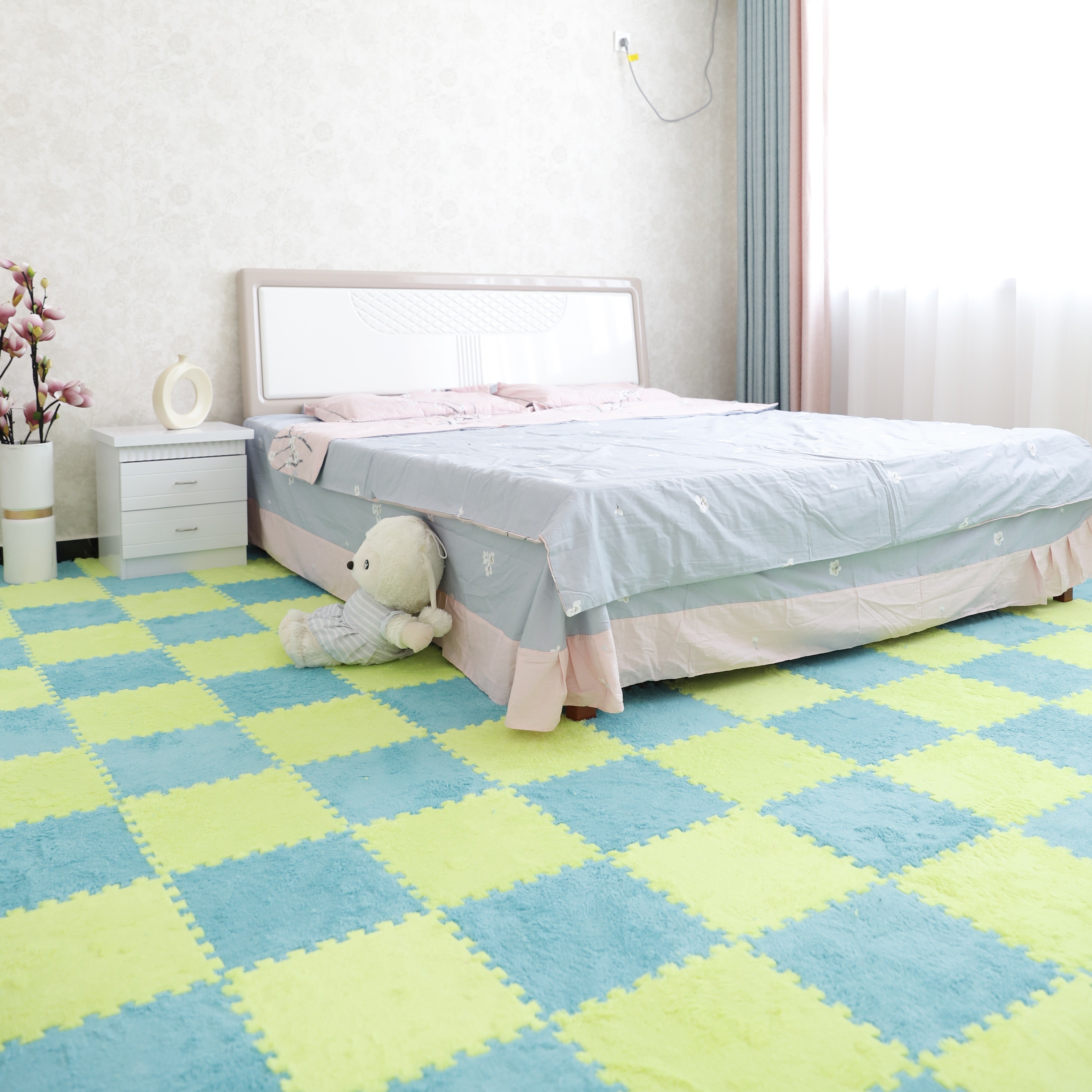 Spliced Carpet Rug for Living Room Bedroom Washable Dirt Resistant Large Area Mat